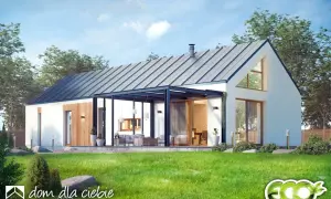 Nowoczesny bungalow z przeszklonym tarasem i dużymi oknami. Idealny dom dla Ciebie, jeśli szukasz komfortu i stylu.
