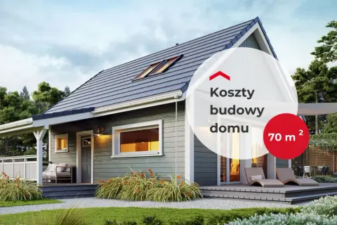 Nowoczesny dom 70m2 z tarasem i dużymi oknami. Idealny dla rodziny, oferuje komfort i funkcjonalność.