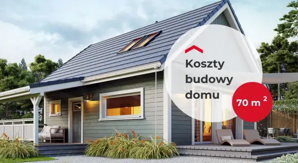 Nowoczesny dom 70m2 z tarasem i dużymi oknami. Idealny dla rodziny, oferuje komfort i funkcjonalność.