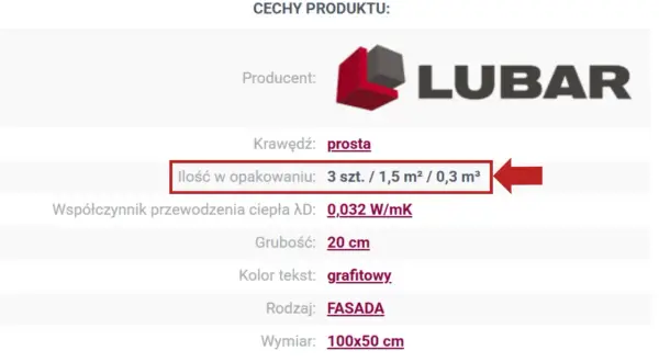 Styropian 20 cm ile w paczce? Opakowanie zawiera 3 szt. (1,5 m²). Producent LUBAR.
