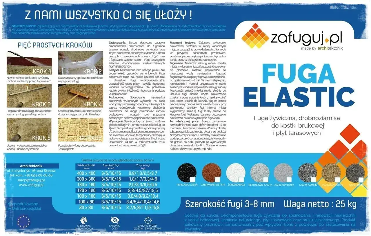 Fuga żywiczna do kostki brukowej i płyt tarasowych. Podłogi epoksydowe z fugą Elastic.